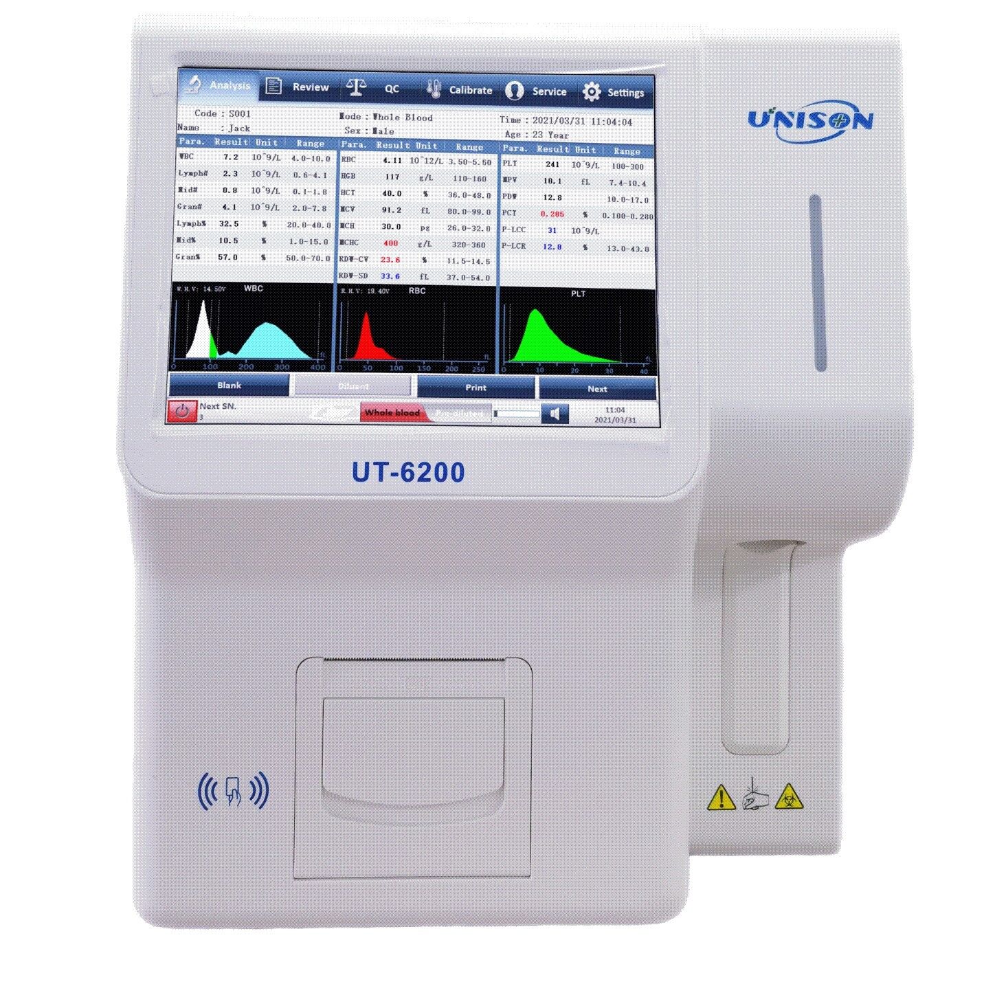 auto hematology analyzer UT6200 blood cell counter machine